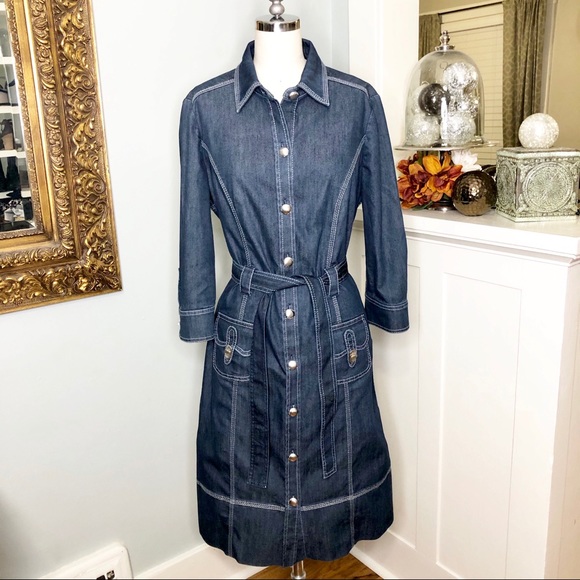 St. John Dresses & Skirts - St. John Sports Denim Stretch Button Up Dress